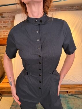 Button-Front Black Jumpsuit